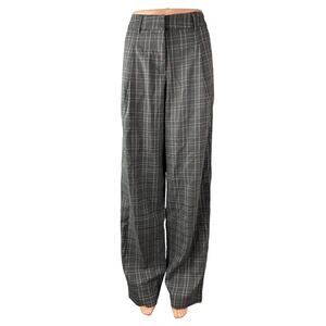 Motel Sakaria Check Pleated High Rise Palazzo Wide Leg Trousers Dress Pants 28